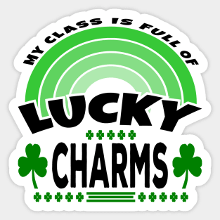 My Class Is Full Of Lucky Charms Text Black Green Sticker